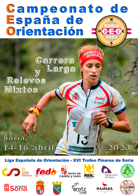 Cartel oficial del CEO 2023. Fechas de la carrera, colaboradores y campeonato. Organizado por el Club de Orientación de Navaleno.